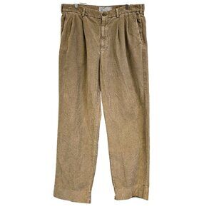 Vintage Old Navy Mens Beige Corduroy Pleated Pants 36X34 Classic Fit Cotton Blen